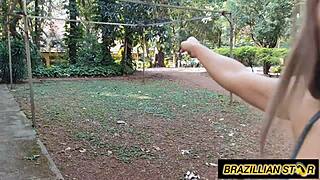 novinha bent over in the bushes, taking every inch deep and hard outdoors