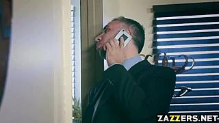 prostitute sucks two monster cocks in cubicle threesome