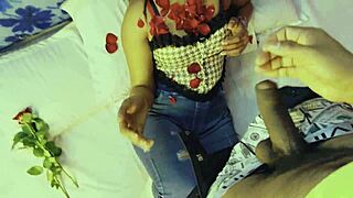 Hot indian coed dirty talks through first time pussy pounding