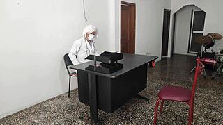 DOCTOR FUCKS SEXY SECRETARY ON DESK RIDING PASSIONATELY IN OFFICE AT WORK