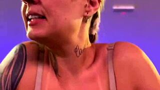 Whoa got so hot in gym stripped to bra sweat dripping down pussy