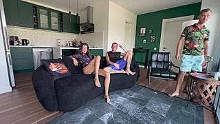 Whore Serves Three Big-Dicked Guys in Pussy and Ass Gangbang