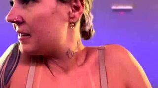 Whoa got so hot in gym stripped to bra sweat dripping down pussy