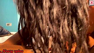 skinny ebony teen's tight wet pussy grips my thick cock hard