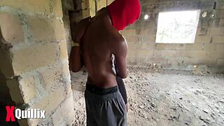 curvy hairy couple fucks quick outdoor with big tits bouncing wildly