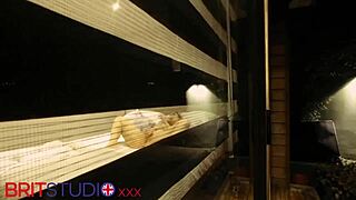 Peeping on busty british neighbour fingering her huge natural tits