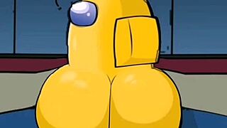 Among Us impostor rips clothes off two busty crewmates for deep creampie pounding