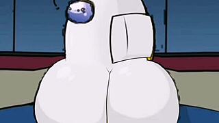 Among Us impostor rips clothes off two busty crewmates for deep creampie pounding