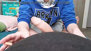 brunette neighbor pulls hoodie down for deep cock suck