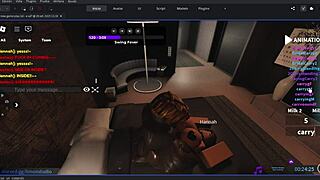 he fucks this gringa hard in roblox till creampie