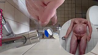 Naughty german babe pisses wildly in steamy shower