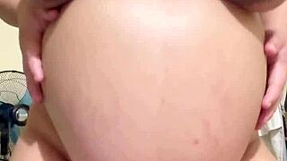 Pregnant Arab Wife Teases Hairy Wet Pussy on Webcam Begging for Fuck