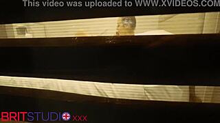 Peeping on busty british neighbour fingering her huge natural tits