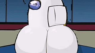 Among Us impostor rips clothes off two busty crewmates for deep creampie pounding