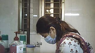 Hidden camera spies busty Indian BBW showering her huge natural tits