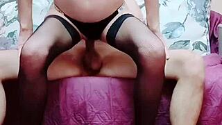 Elegant Milf Licks Cock in Homemade Lingerie Stockings POV Erotic Session