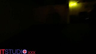 Peeping on busty british neighbour fingering her huge natural tits