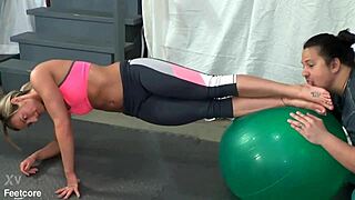 Fitness trainer Larissa Louder's yoga feet beg for licks and sniffs