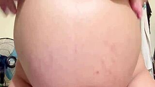 Pregnant Arab Wife Teases Hairy Wet Pussy on Webcam Begging for Fuck