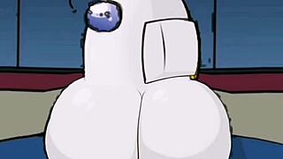 Among Us impostor rips clothes off two busty crewmates for deep creampie pounding