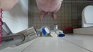 Naughty german babe pisses wildly in steamy shower