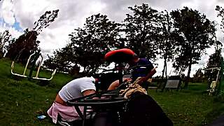 i flash my panties on bike ride old man wants outdoor cumshot