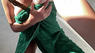 what makes this young wife's outdoor pussy squirt so close-up intensely?