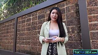 chubby thai milf hops in for a fun tuktuk ride with me