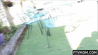 that blonde milf casually flashes her upskirt panties outdoors