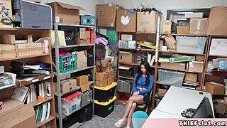 extra cute brunette thief taylor CAUGHT stealing now BENT OVER and punish FUCKED hard in secret backroom!