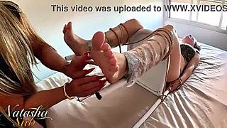 Sadistic Femdom Tickles Bound Slave Senseless!