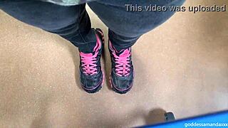 hey follow my sweaty socks and sneakers on this horny outdoor milf walk