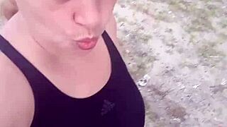 sitting back as black stud's monster cock tempts blonde big tits wife on video call