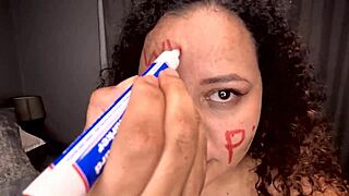 bbw slut deepthroats dildo dirty words on whore face