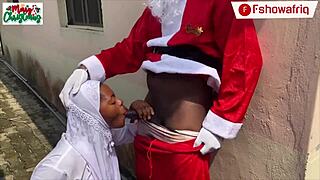 Long Dick Santa Fucks Chubby Elf's Wet Pussy Doggystyle Outdoors