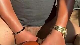 Muscular neighbor throbs 9-inch cock into toy for massive climax