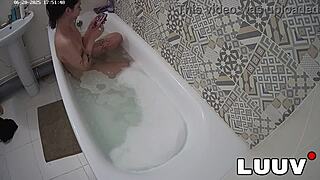 luuv elika slowly shaves those sexy legs in bathroom reality cam show