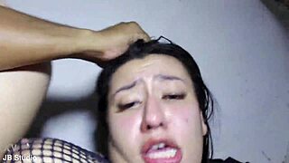 Chubby Brazilian brunette slut spreads big ass for black cock assfucking and ATM