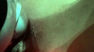 shaved wet pussy vibrates with toy massager fingering