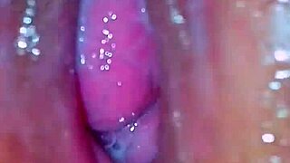 hubby fingers wife's juicy hairy asian pussy up close before creampie