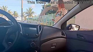 bold babe risks public outdoor doggystyle masturbation bent over inside car horny intense thrill