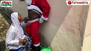 Long Dick Santa Fucks Chubby Elf's Wet Pussy Doggystyle Outdoors
