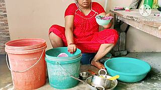 Desi Mature Mommy Fucks Horny Neighbor Boy with Big Cock Cum in Mouth