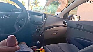 bold babe risks public outdoor doggystyle masturbation bent over inside car horny intense thrill