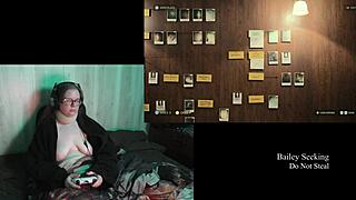 Curvy gamer bares big natural tits in alan wake 2 playthrough