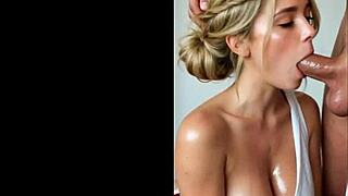 Busty AI Blonde Sucks Monster Cock Preview