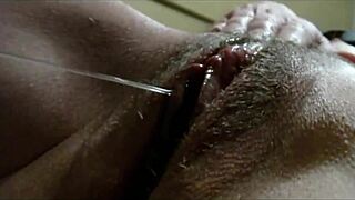 Sopping wet hairy pussy orgasms self-filmed explode!