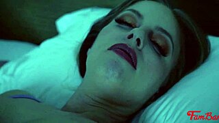 Stepmom Britney Ambers spots horny stepson. She rides his cock with big tits.