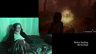 Curvy gamer bares big natural tits in alan wake 2 playthrough