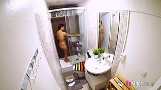 caught brunette moli shower cowgirl rides big cock before spanish porn debut